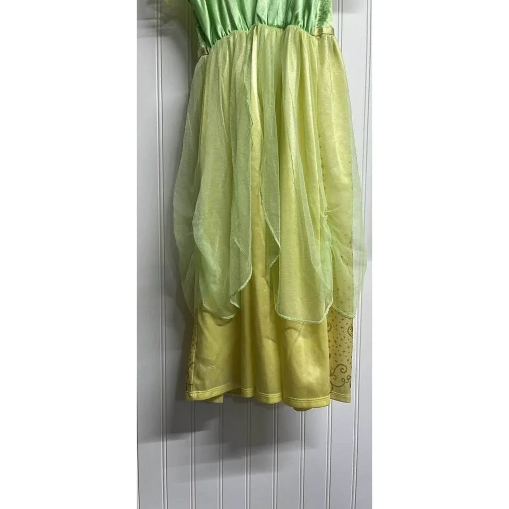 Disney Princess Tiana Nightgown Girls 6/6X Green Yellow Fantasy Sleep Dress